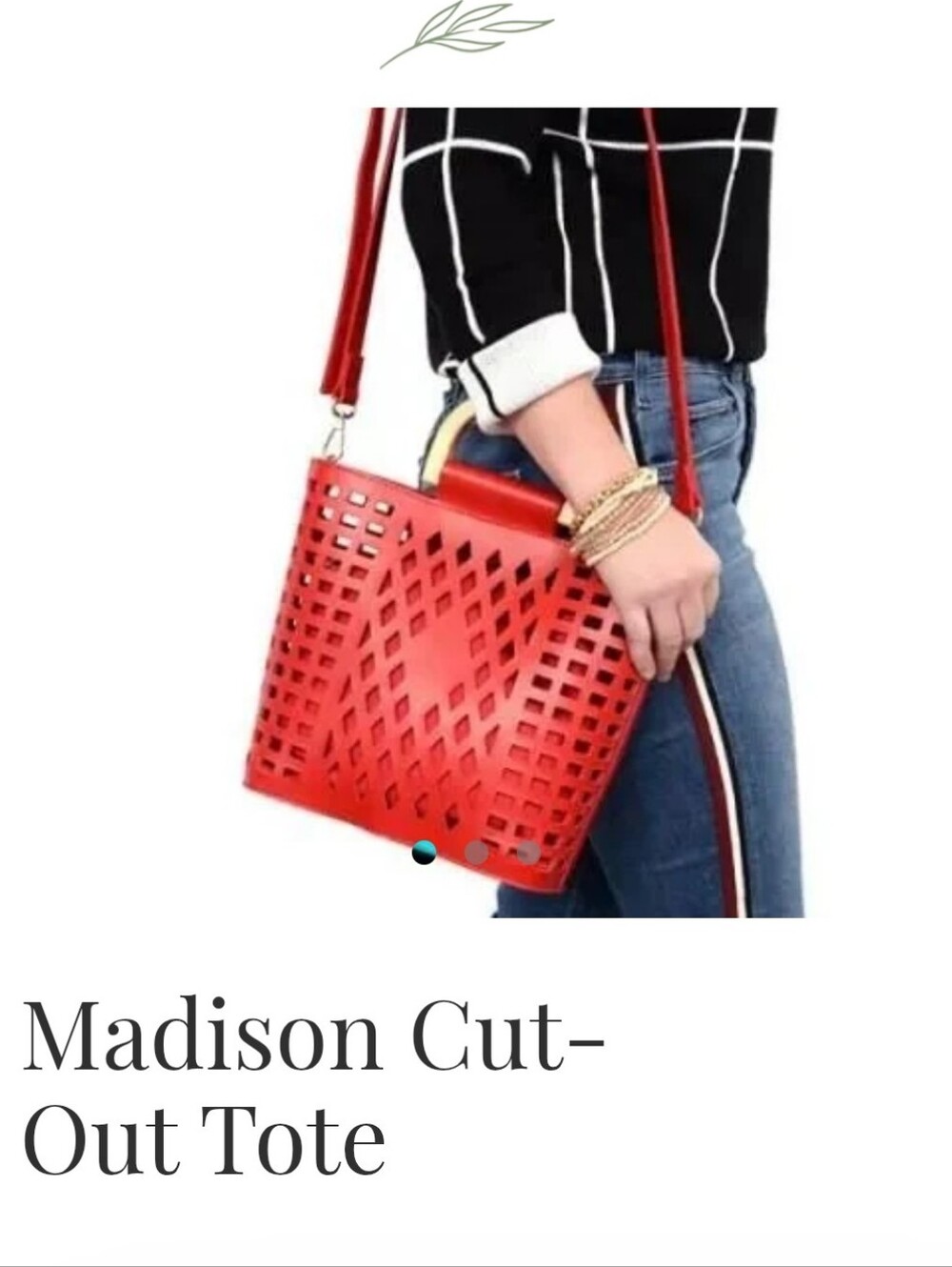 SUSAN JOY MADISON Red Cut-Out Tote Bag with Crossbody Strap